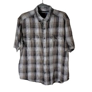 Wolverine men short sleeve casual plaid button down shirt size large